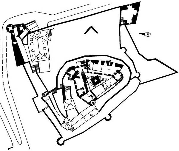 Grundriss Marksburg; enthlt Bildverweise zum Anklicken